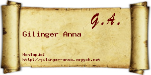 Gilinger Anna névjegykártya